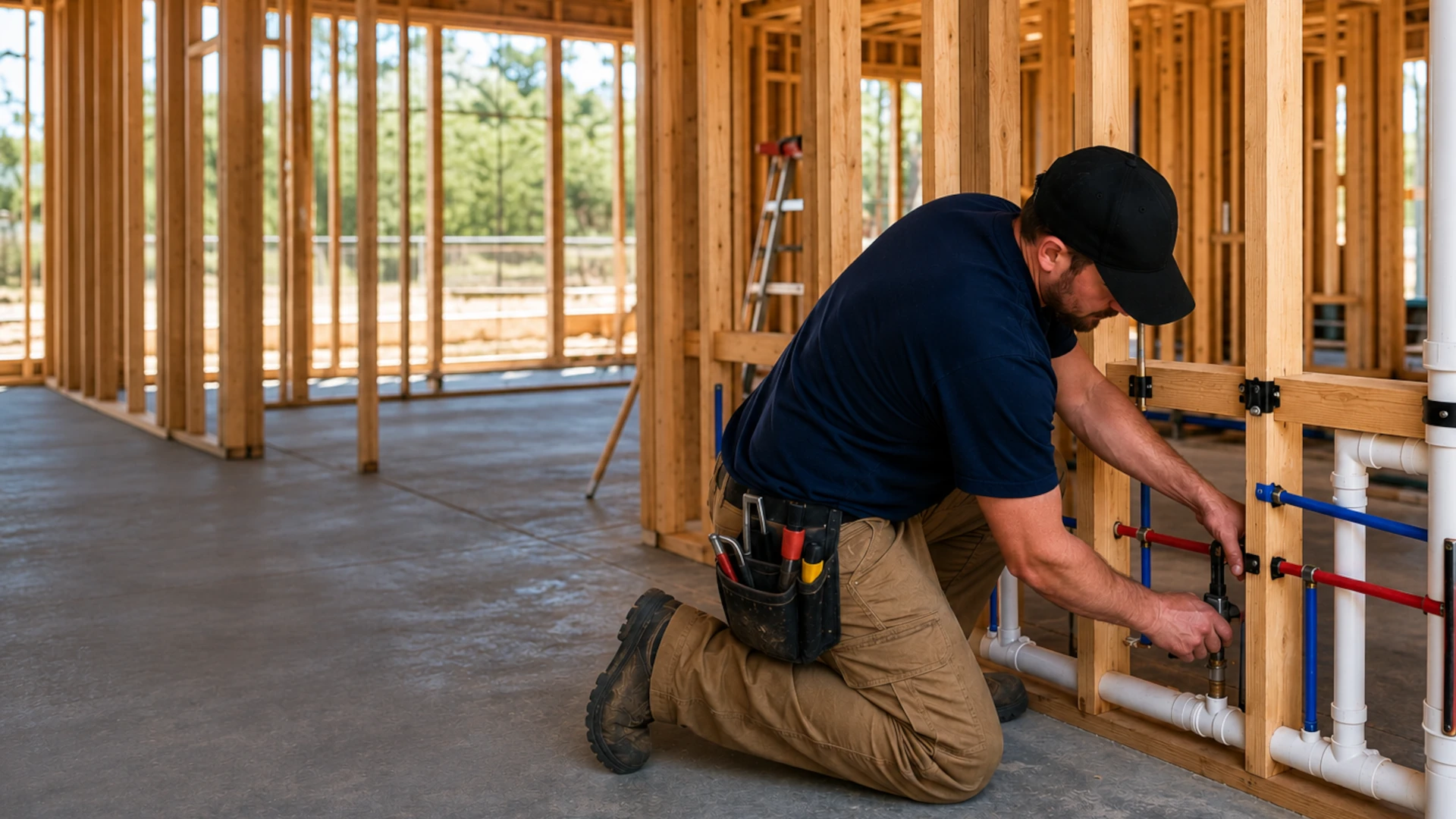 new construction plumber near me installing rough in plumbing